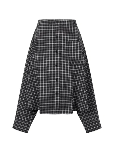Tomboy Check-print Pleated-back Shirt In Multi