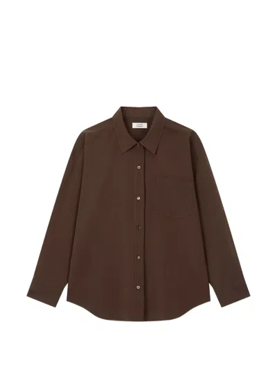 Tomboy Chest-pocket Button-down Cotton Shirt In Brown