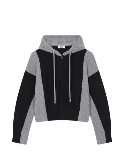 Tomboy Colour-block Ribbed-knit Hoodie In Black