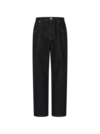 Tomboy Concealed-drawstring Straight-lrg Jeans In Black