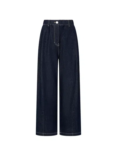 Tomboy Contrast-stitching Jeans In Blue