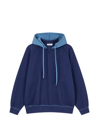 Tomboy Contrast-hood Raglan-sleeve Hoodie In Blue