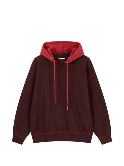 Tomboy Contrast-hood Raglan-sleeve Hoodie In Burgundy