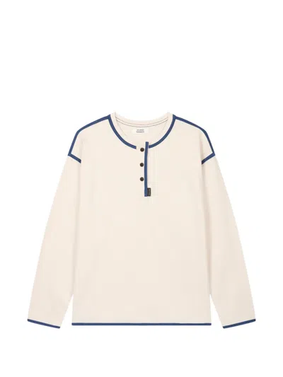 Tomboy Contrasting-trim Henley T-shirt In White