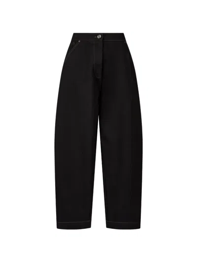 Tomboy Contrast-stitch Cotton Trousers In Black