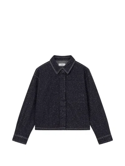 Tomboy Contrast-stitch Shirt Jacket In Gray