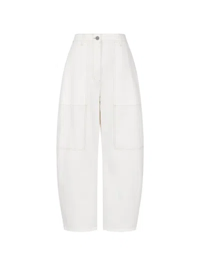 Tomboy Contrast-topstitching Tapered Jeans In White