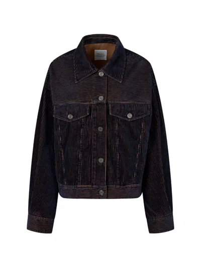 Tomboy Corduroy Button-up Jacket In Black