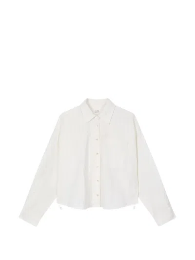 Tomboy Corduroy Drawstring Shirt In White