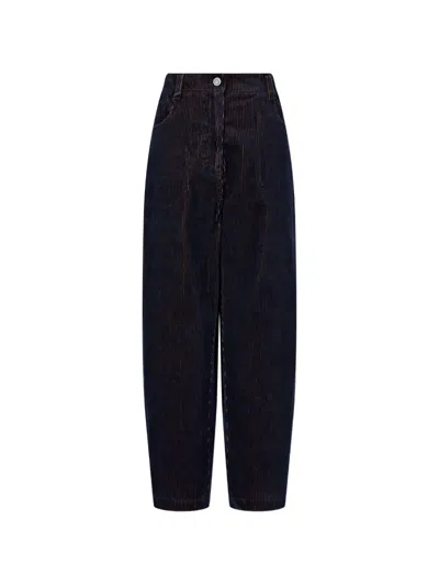 Tomboy Corduroy-texture Straight-leg Trousers In Blue