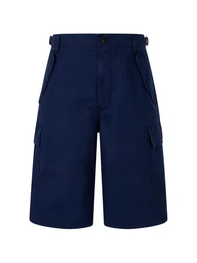 Tomboy Cotton Cargo Shorts In Blue
