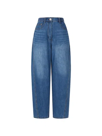 Tomboy Curved Denim Jeans In Blue