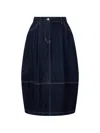 Tomboy Denim Balloon Midi Skirt In Blue