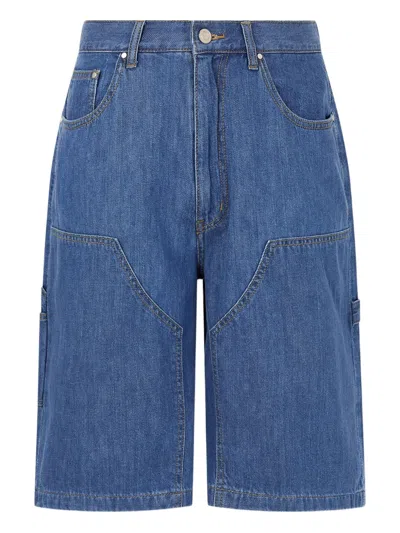 Tomboy Denim Utility Shorts In Blue