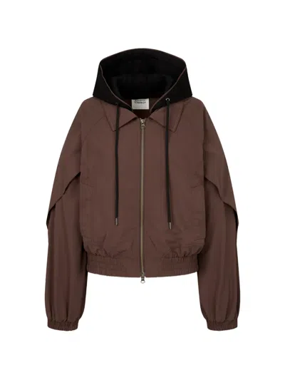 Tomboy Detachable Hood Jacket In Brown