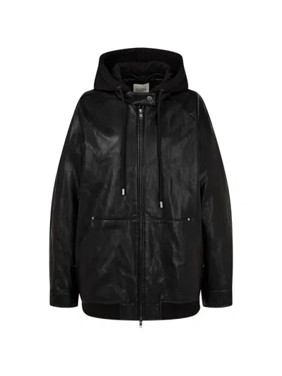 Tomboy Detachable-hood Jacket In Black