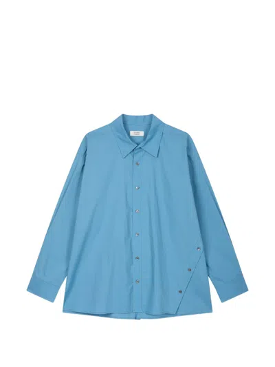 Tomboy Diagonal-button Shirt In Blue