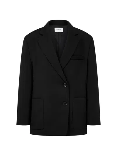 Tomboy Double-breasted Button Blazer In Black