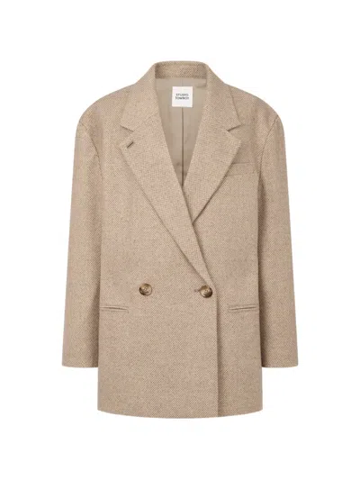 Tomboy Double-breasted Herringbone Jacket In Multi
