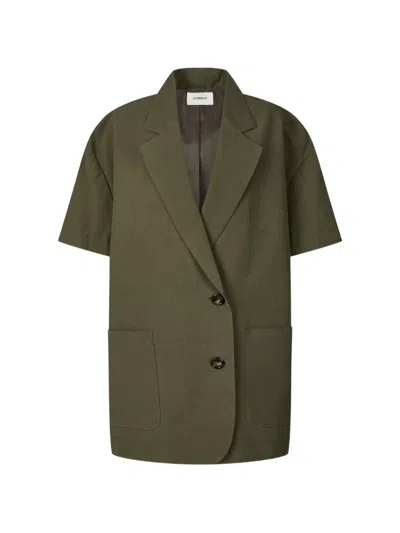 Tomboy Double-breasted Short-sleeve Oversized Jacket In Green