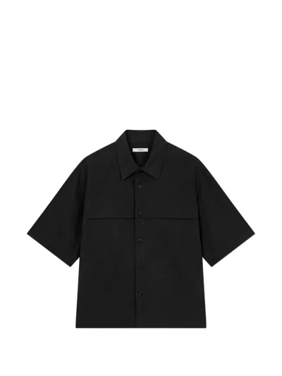 Tomboy Double-pocket Short-sleeve Shirt In Black
