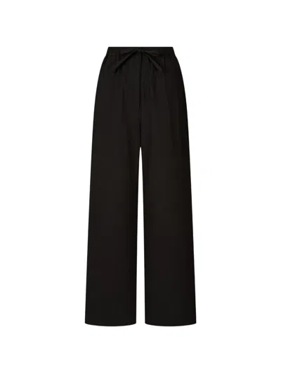 Tomboy Drawstring Cotton Trousers In Black