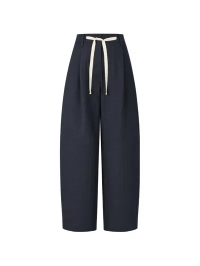Tomboy Drawstring Pleated Trousers In Blue
