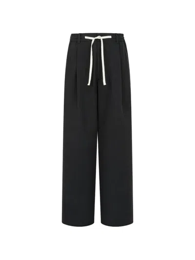 Tomboy Drawstring-waist Trousers In Black