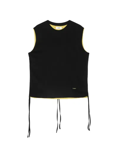 Tomboy Drawstring-detail Sleeveless Top In Black