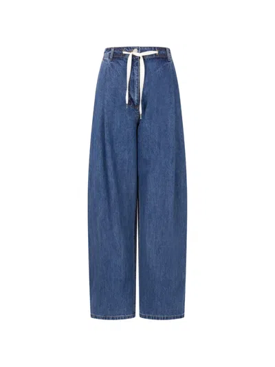 Tomboy Drawstring-fastening Jeans In Blue
