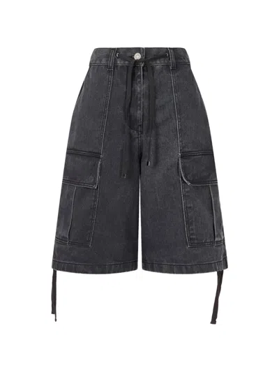 Tomboy Drawstring-hem Cargo Pants In Gray