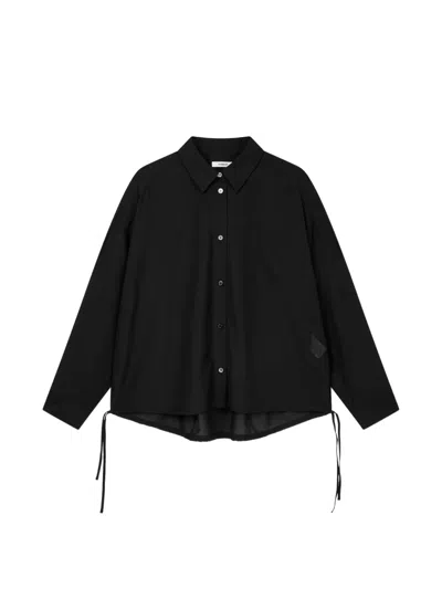 Tomboy Drawstring-hem Chest-pocket Shirt In Black