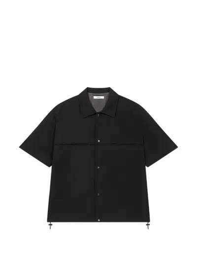 Tomboy Drawstring-hem Short-sleeve Shirt In Black