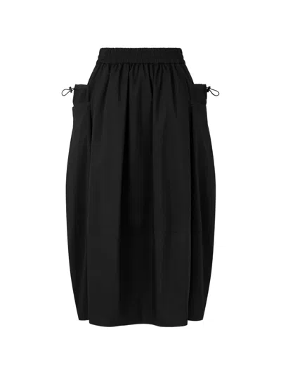 Tomboy Drawstring-pocket Cotton Balloon Skirt In Black