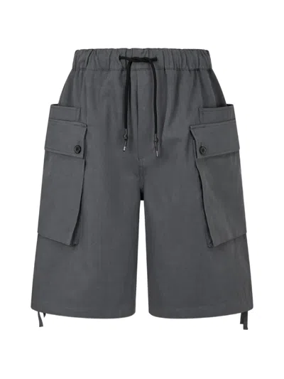 Tomboy Drawstring-waist Cargo Shorts In Gray