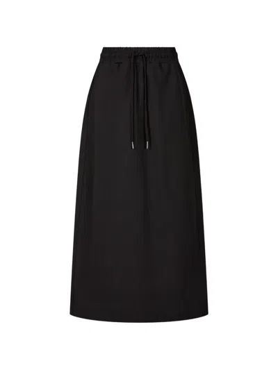 Tomboy Drawstring-waist Pocket-detail Long Skirt In Black