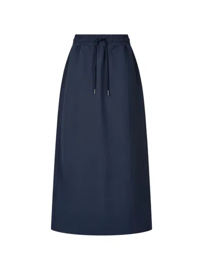 Tomboy Drawstring-waist Rear-slit Skirt In Blue