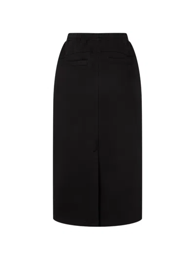 Tomboy Drawstring-waist Straight Midi Skirt In Black