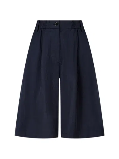 Tomboy Elasticated-waist Pleated Shorts In Blue
