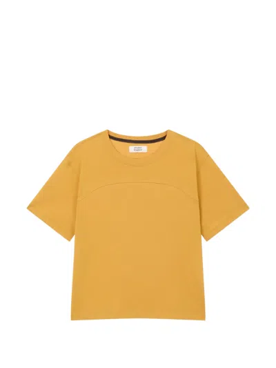 Tomboy Embroidered Back-seam T-shirt In Yellow