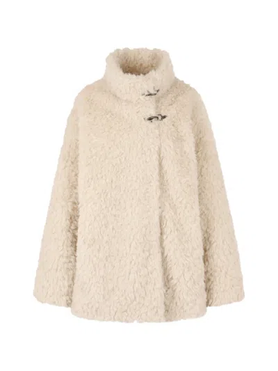 Tomboy Faux-fur Toggle-fastening Jacket In Neutral