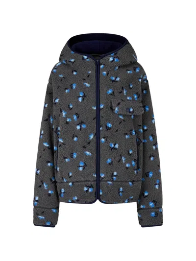 Tomboy Floral-print Hooded Jacket In Gray