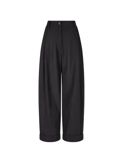 Tomboy Folded-hem Trousers In Black
