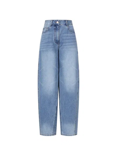 Tomboy Fringe-trim Tapered Jeans In Blue