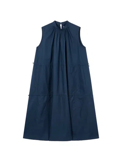 Tomboy Gathered Sleeveless Dress In Blue