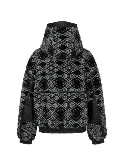 Tomboy Geometric-pattern Fleece Hooded Jacket In Multi
