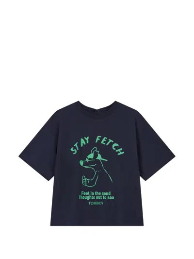 Tomboy Graphic-print Boxy-fit T-shirt In Blue