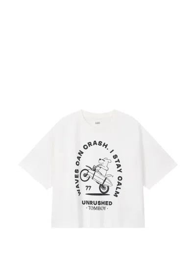 Tomboy Graphic-print Boxy-fit T-shirt In White