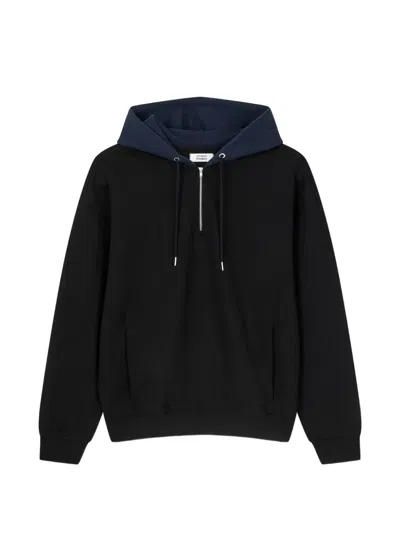 Tomboy Half-zip Drawstring Hoodie In Black