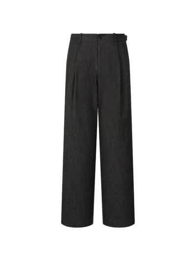 Tomboy Herringbone Pleated Trousers In Black